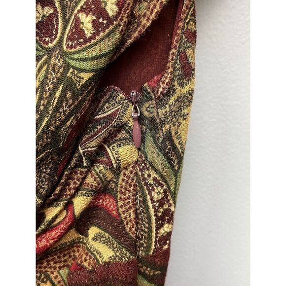 Loft Dress Womens size 6 paisley wrap top/V Neck wool blend Brown - Picture 5 of 6